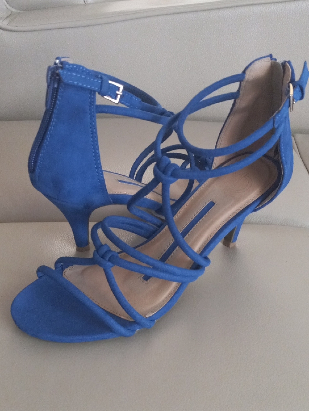 New Directions Blue Strappy High-Heel Sandals - Women's Size 7